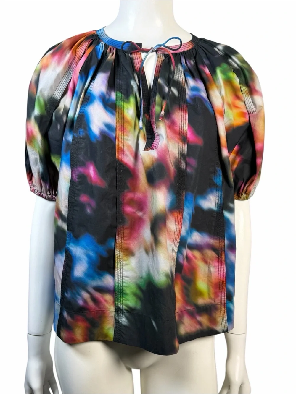 Ulla Johnson Loli Kaleidoscope Cotton Poplin Puff Sleeve Blouse Size 8 Artsy